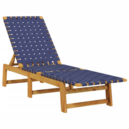 Sun Loungers 2pcs Dark Blue Solid Acacia Wood Fabric