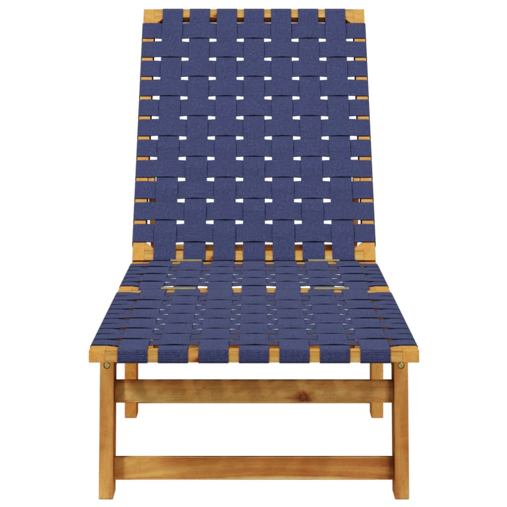 Sun Loungers 2pcs Dark Blue Solid Acacia Wood Fabric