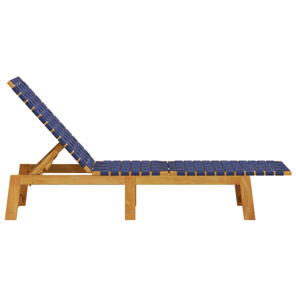 Sun Loungers 2pcs Dark Blue Solid Acacia Wood Fabric