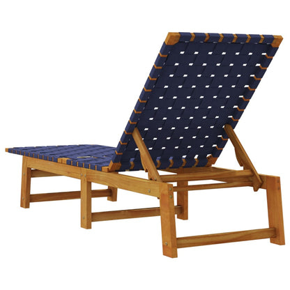 Sun Loungers 2pcs Dark Blue Solid Acacia Wood Fabric