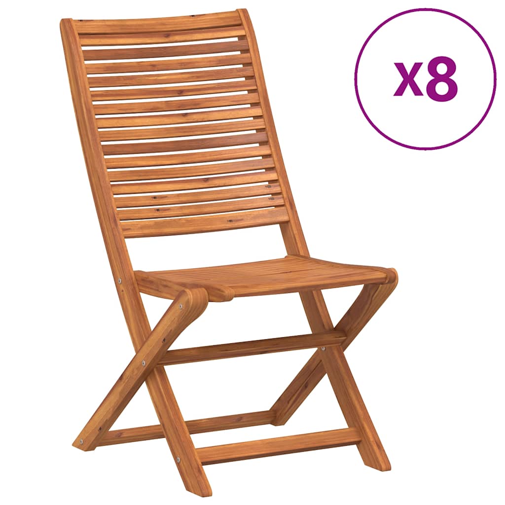 Sedie da Giardino Pieghevoli 8 pz Legno Massello di Acacia | homemem39