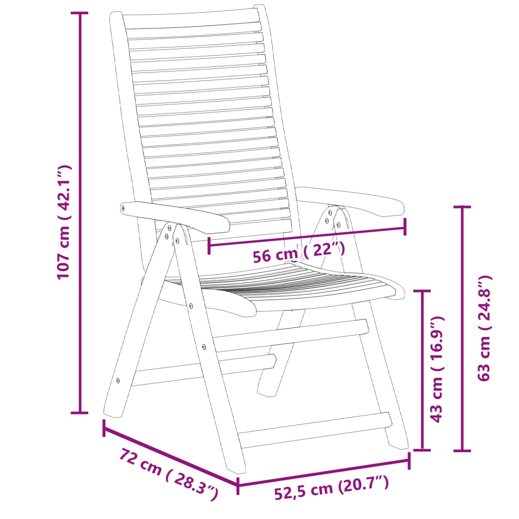 Sedie Giardino Reclinabili 6pz 56x72x107 Legno Massello Acacia | homemem39
