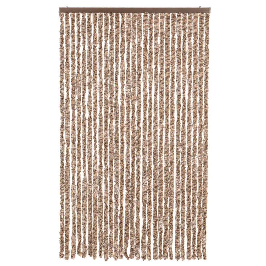 Tenda Antimosche Beige e Marrone Scuro 118x220 cm in Ciniglia | homemem39