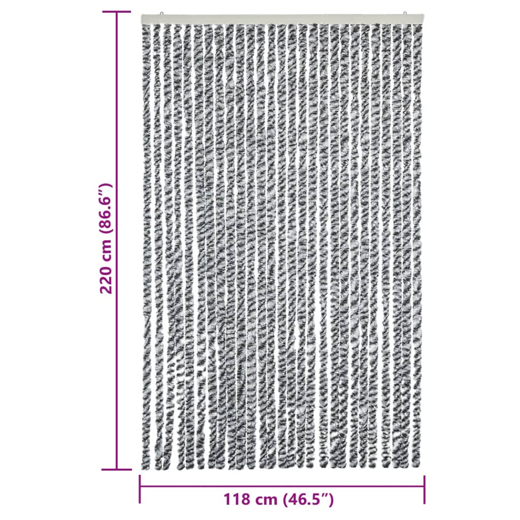Tenda Antimosche Grigia Nera e Bianca 118x220 cm in Ciniglia | homemem39
