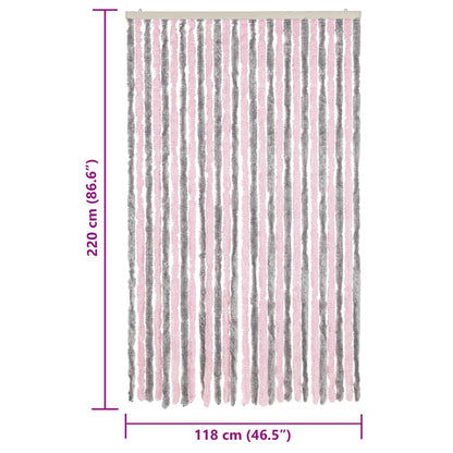 Tenda Antimosche Grigio Argento e Rosa 118x220 cm in Ciniglia | homemem39