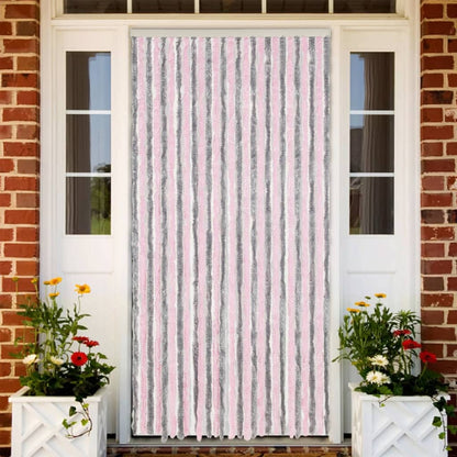 Tenda Antimosche Grigio Argento e Rosa 118x220 cm in Ciniglia | homemem39