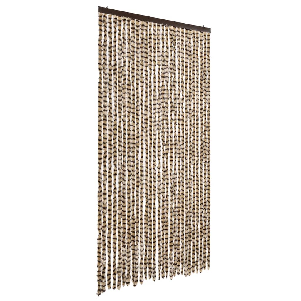 Tenda Antimosche Beige e Marrone 118x220 cm in Ciniglia