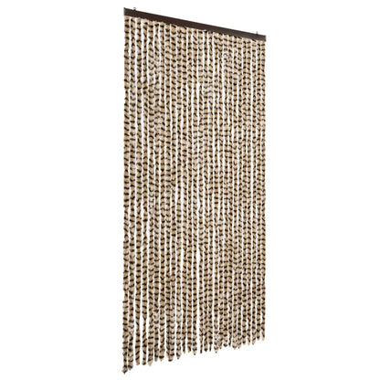 Tenda Antimosche Beige e Marrone 118x220 cm in Ciniglia