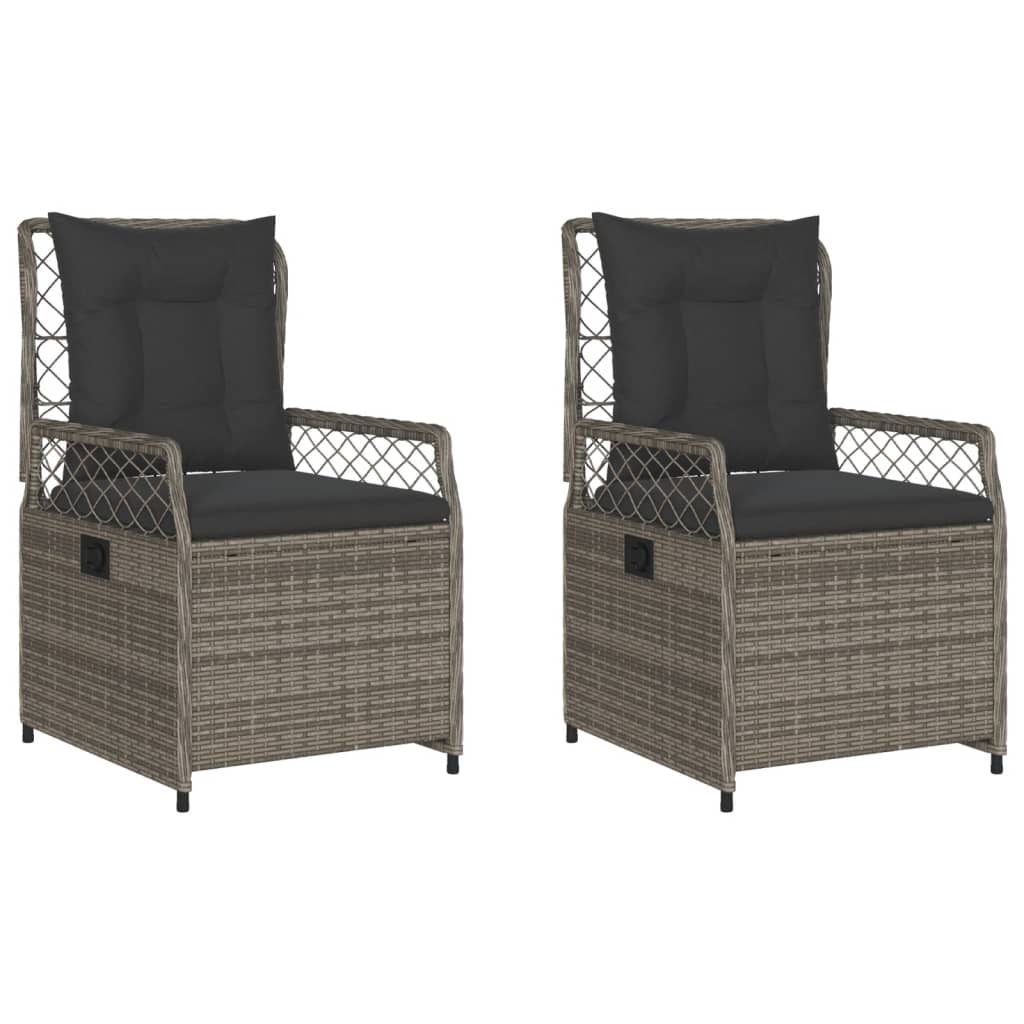 Sedie da Giardino Reclinabili 2 pz Grigio Polyrattan