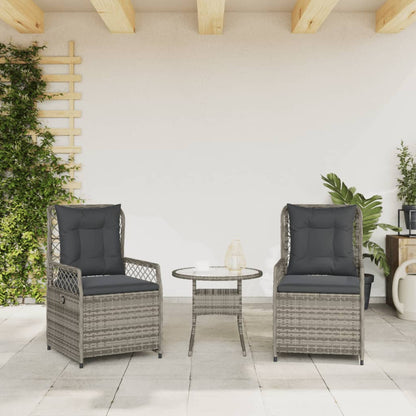 Sedie da Giardino Reclinabili 2 pz Grigio Polyrattan