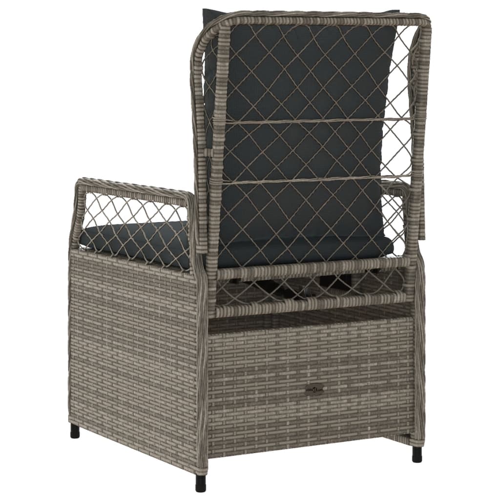 Sedie da Giardino Reclinabili 2 pz Grigio Polyrattan