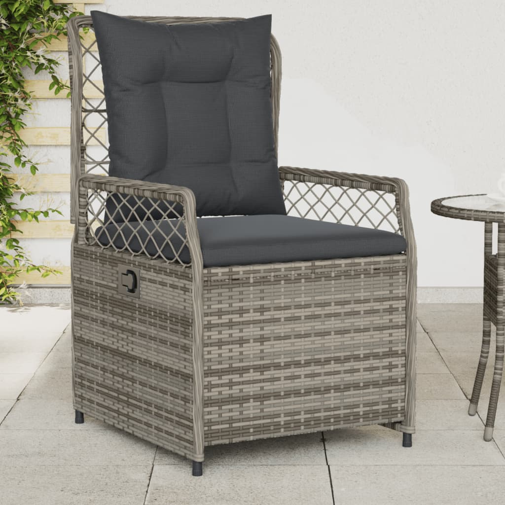 Sedie da Giardino Reclinabili 2 pz Grigio Polyrattan