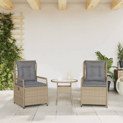 Sedie da Giardino Reclinabili 2 pz Beige Polyrattan - homemem39
