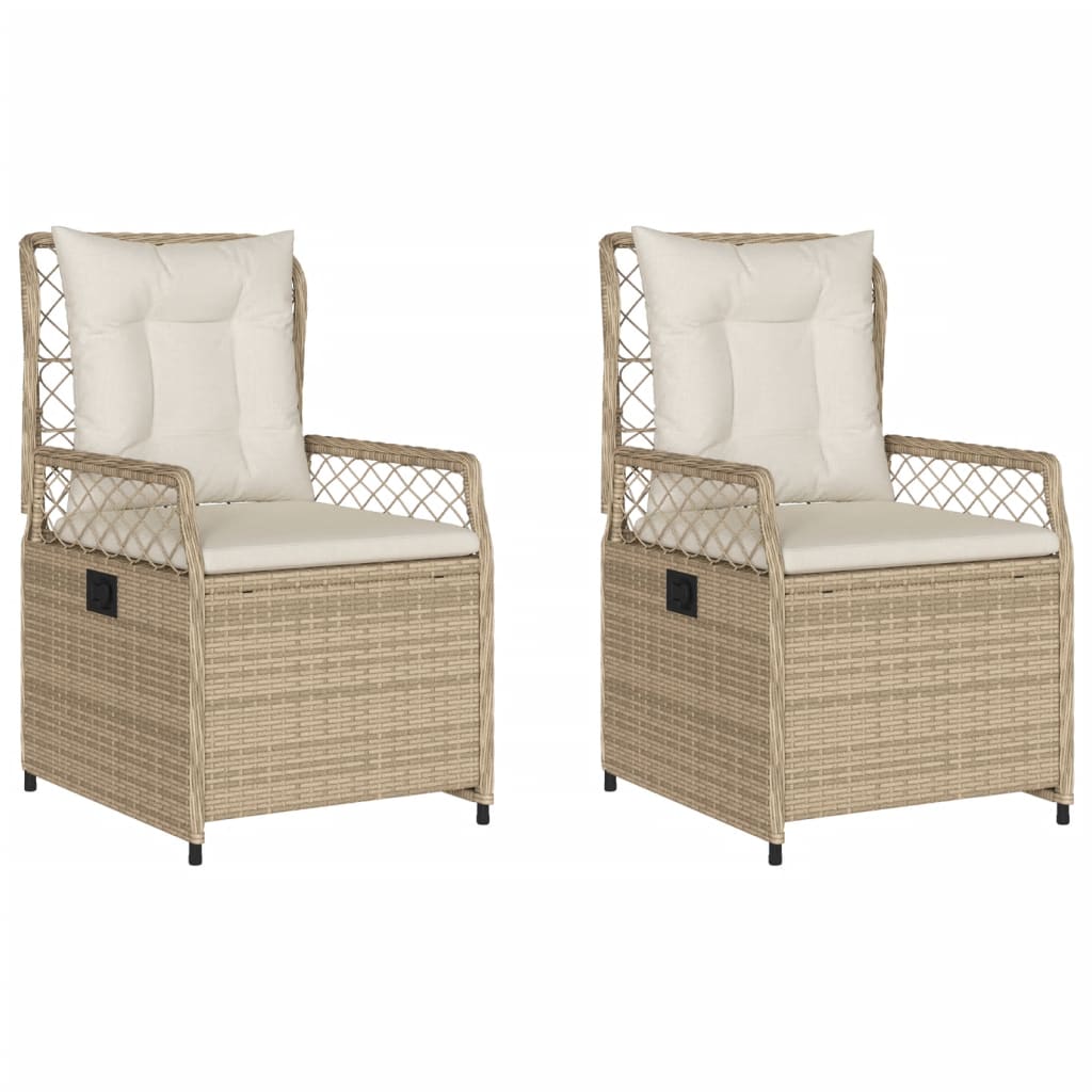 Sedie da Giardino Reclinabili 2 pz Beige Polyrattan