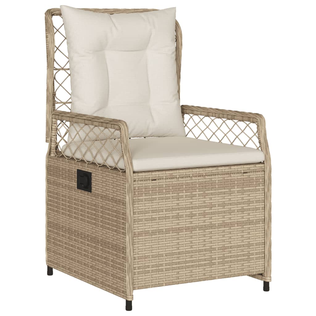 Sedie da Giardino Reclinabili 2 pz Beige Polyrattan