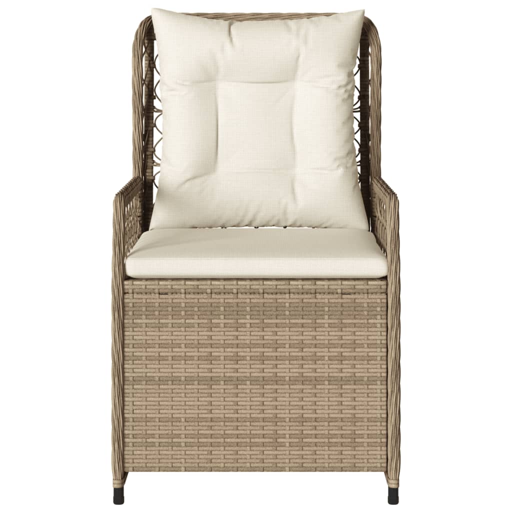 Sedie da Giardino Reclinabili 2 pz Beige Polyrattan