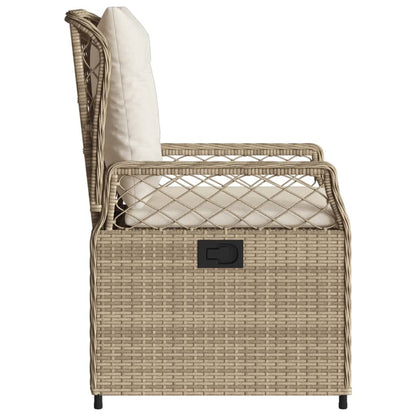 Sedie da Giardino Reclinabili 2 pz Beige Polyrattan