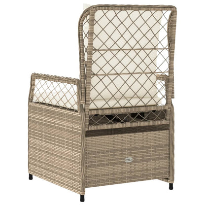 Sedie da Giardino Reclinabili 2 pz Beige Polyrattan