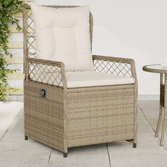 Sedie da Giardino Reclinabili 2 pz Beige Polyrattan