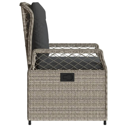 Sedie da Giardino Reclinabili 2 pz Grigio Chiaro Polyrattan - homemem39