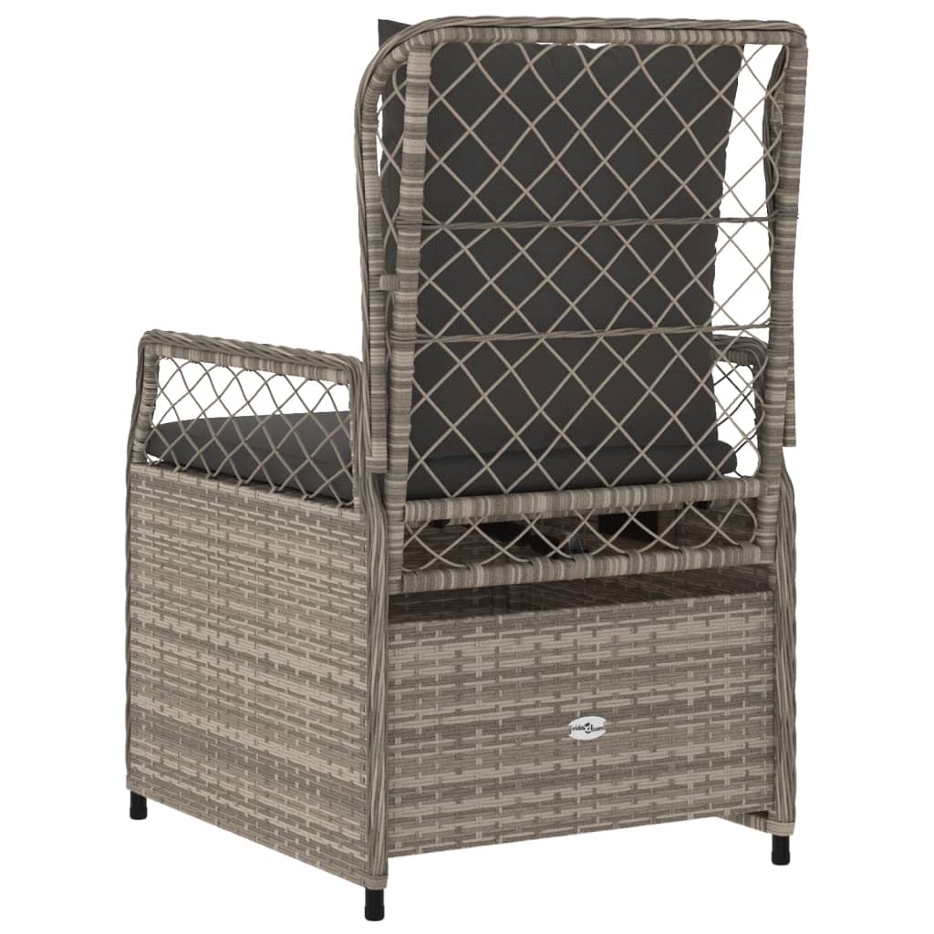 Sedie da Giardino Reclinabili 2 pz Grigio Chiaro Polyrattan - homemem39