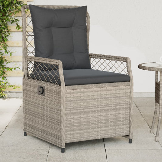 Sedie da Giardino Reclinabili 2 pz Grigio Chiaro Polyrattan - homemem39