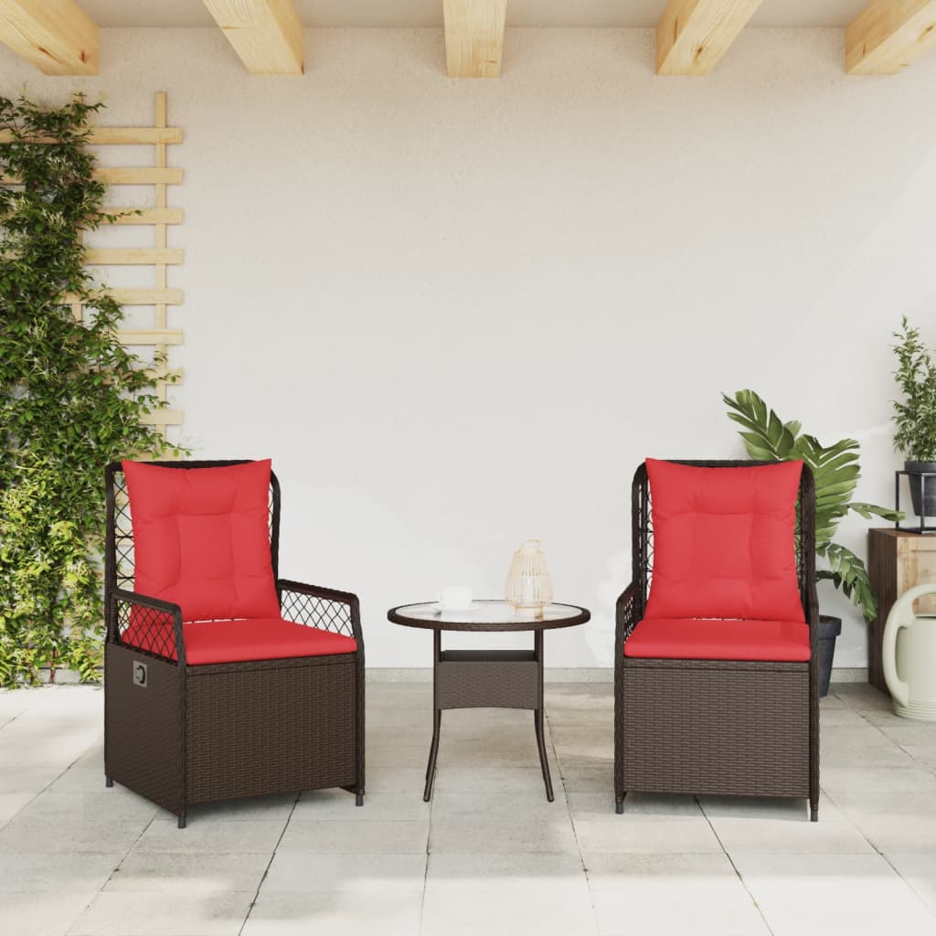 Sedie da giardino reclinabili 2 pz in Polyrattan Marrone | homemem39