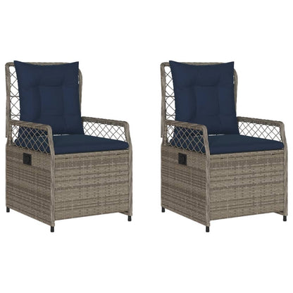 Sedie da giardino reclinabili 2 pz in Polyrattan Grigio | homemem39