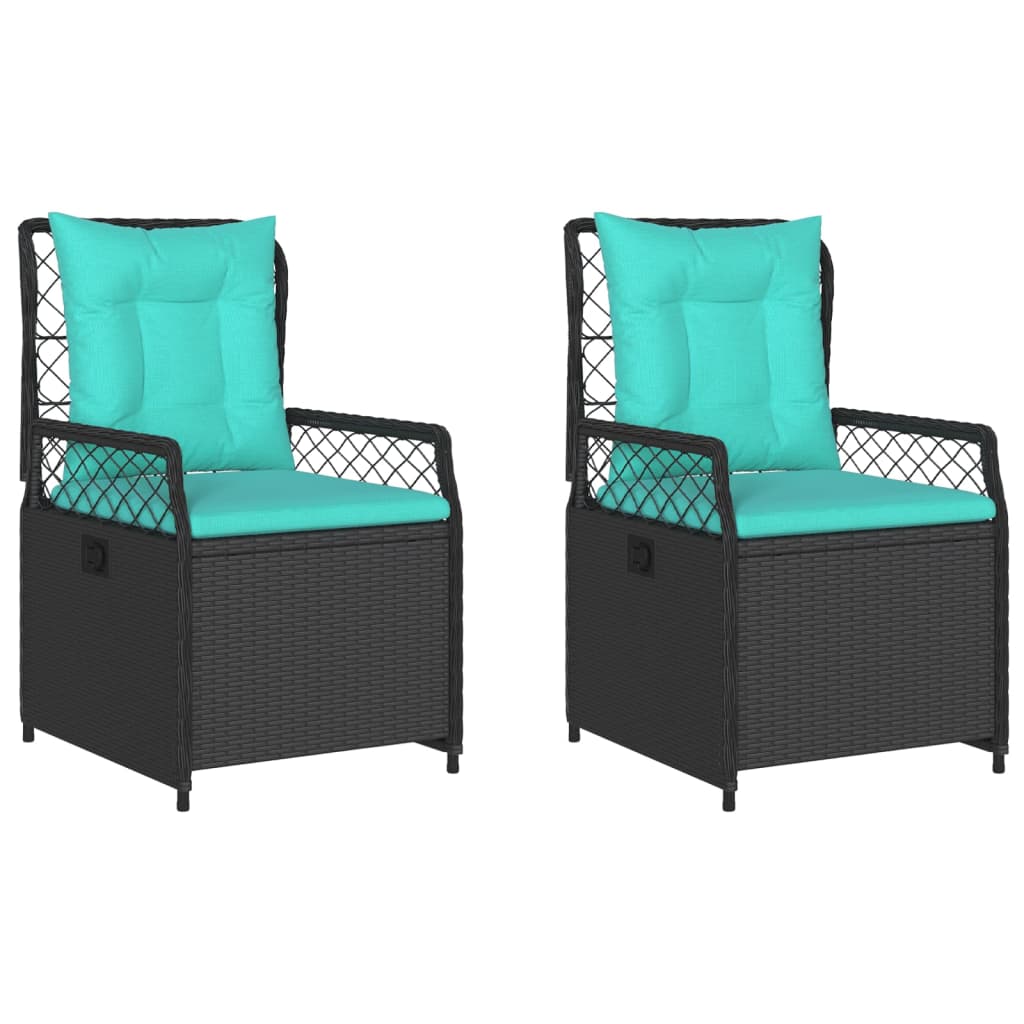 Sedie da giardino reclinabili 2 pz in Polyrattan Nero | homemem39