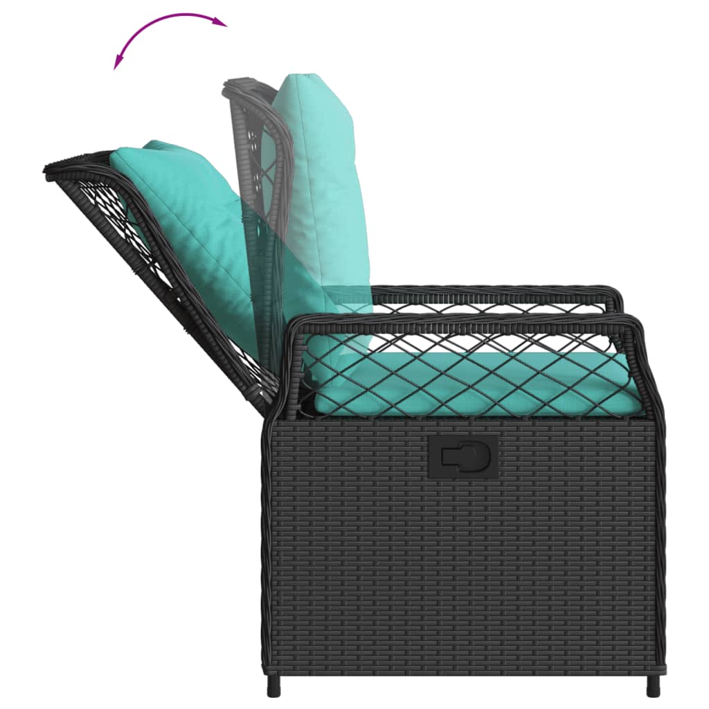 Sedie da giardino reclinabili 2 pz in Polyrattan Nero | homemem39