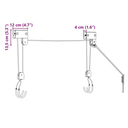 Sollevatore per Bici con Supporto a Soffitto 57 kg | homemem39