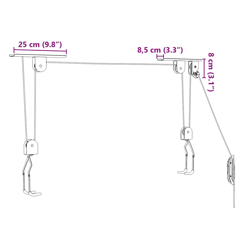 Sollevatori per Bici con Supporto a Soffitto 2 pz 20 kg | homemem39