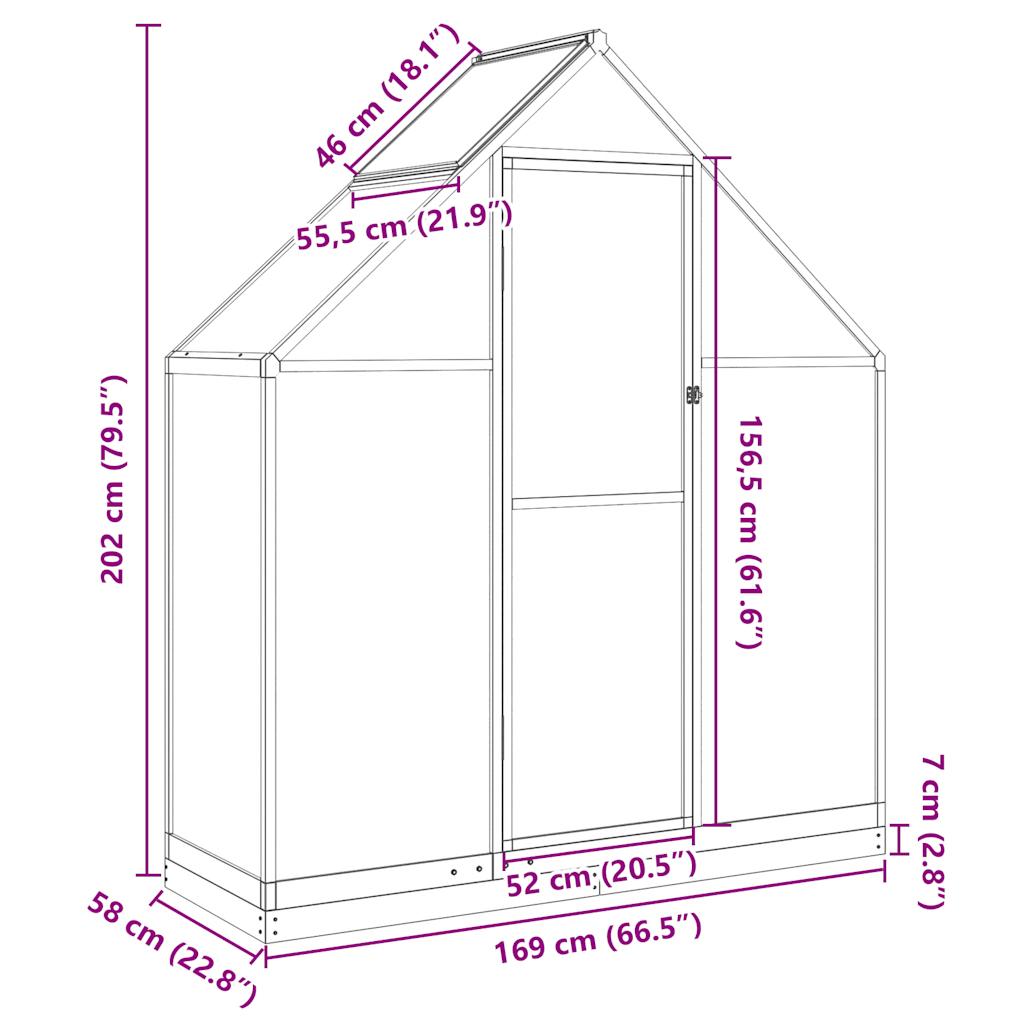 Telaio Serra con Base Argento 169x58x202 cm in Alluminio