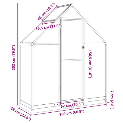 Greenhouse Frame with Anthracite Base 169x58x202 cm in Aluminium