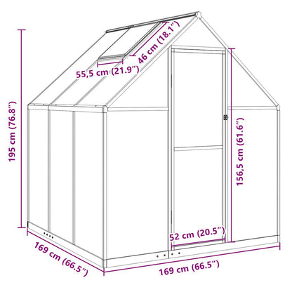 Greenhouse Frame with Anthracite Base 169x169x195 cm in Aluminium