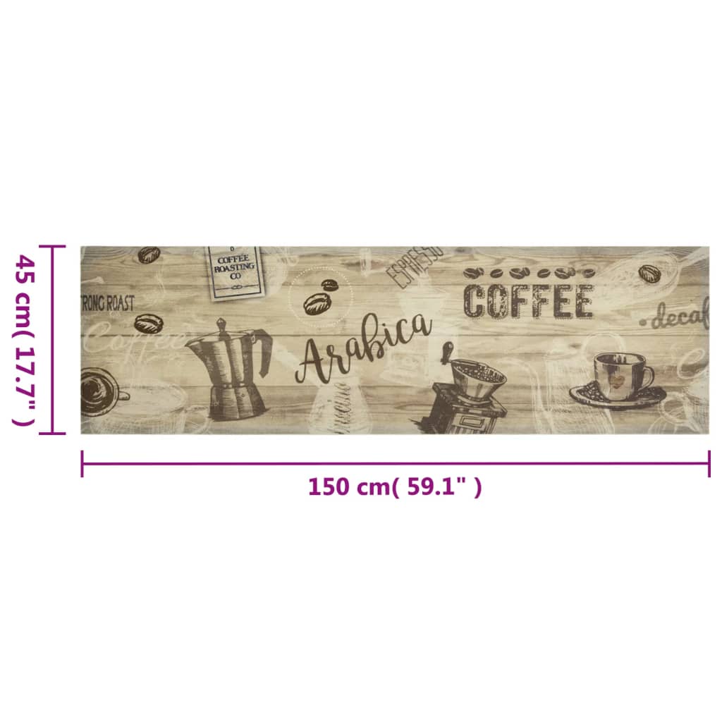 Tappeto da Cucina Lavabile Marrone Caffè 45x150 cm in Velluto - homemem39