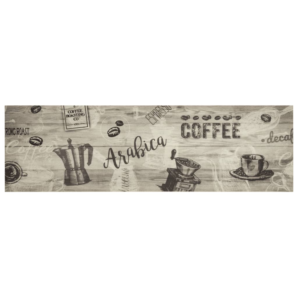 Tappeto da Cucina Lavabile Grigio Caffè 45x150 cm in Velluto | homemem39