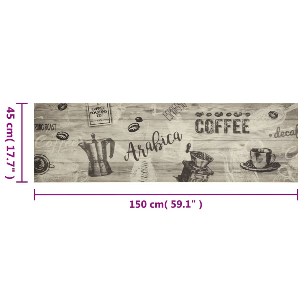 Tappeto da Cucina Lavabile Grigio Caffè 45x150 cm in Velluto | homemem39