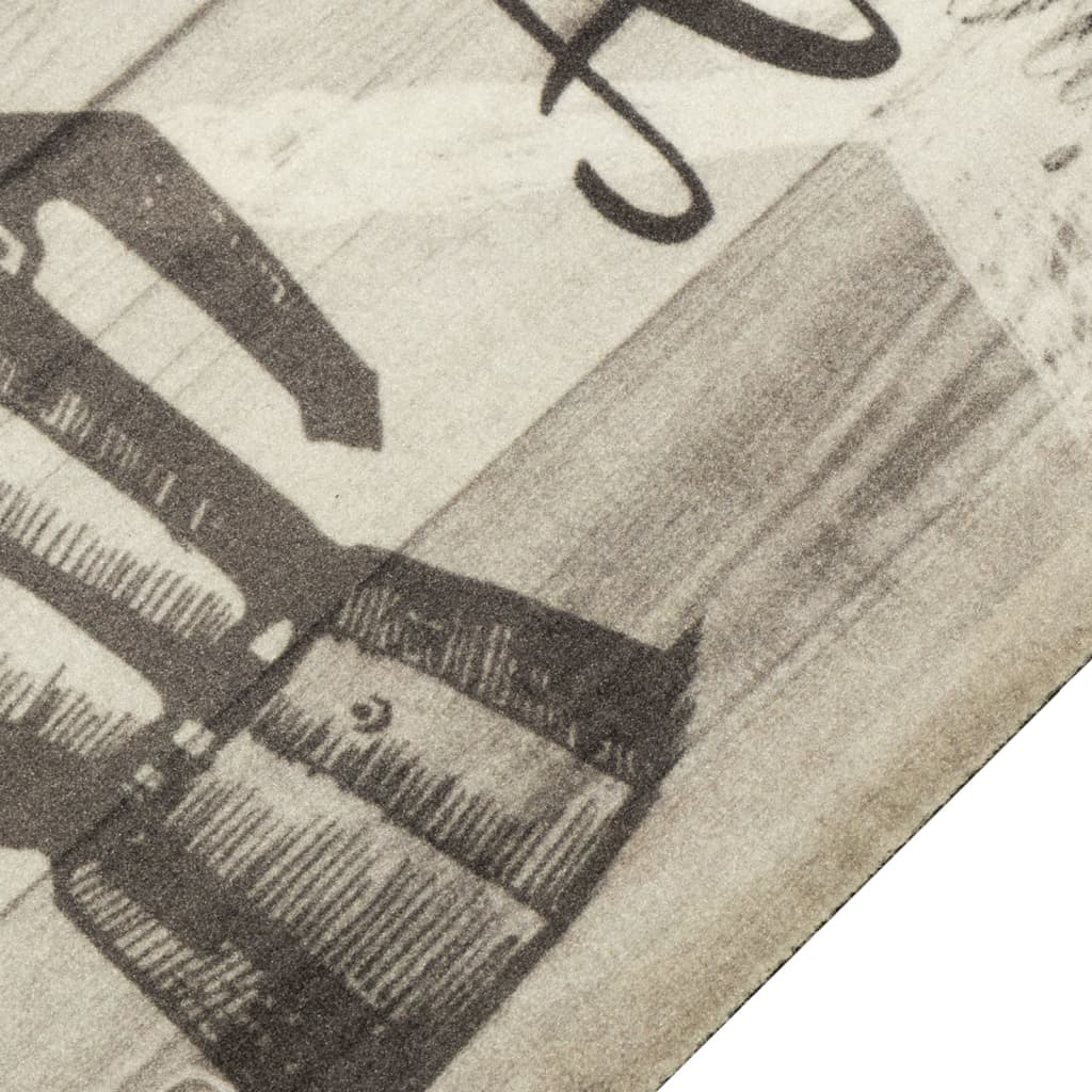 Tappeto da Cucina Lavabile Grigio Caffè 60x180 cm in Velluto - homemem39