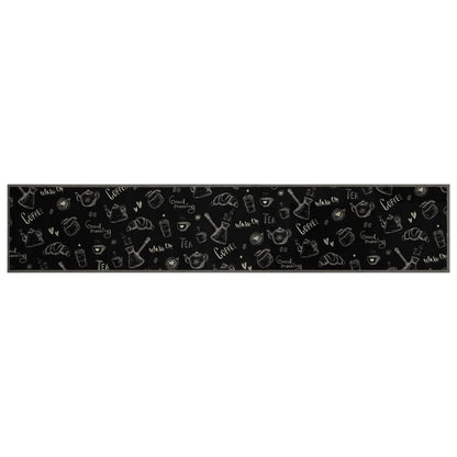 Tappeto da Cucina Lavabile Nero Mattutino 60x300 cm in Velluto | homemem39