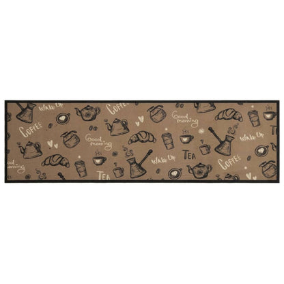 Tappeto da Cucina Lavabile Marrone Mattutino 45x150 cm Velluto - homemem39