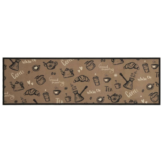 Tappeto da Cucina Lavabile Marrone Mattutino 45x150 cm Velluto - homemem39