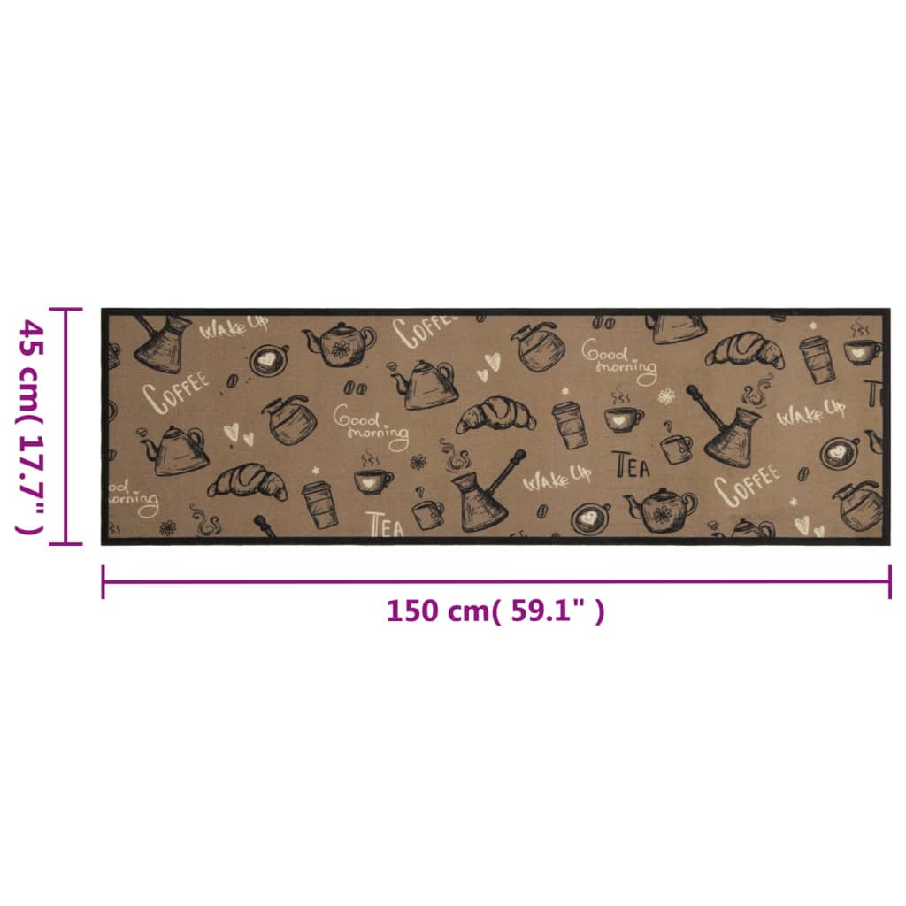 Tappeto da Cucina Lavabile Marrone Mattutino 45x150 cm Velluto - homemem39