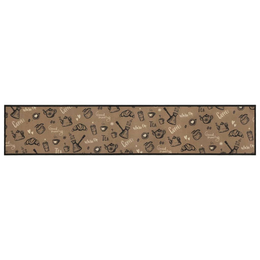 Tappeto da Cucina Lavabile Marrone Mattutino 60x300 cm Velluto | homemem39