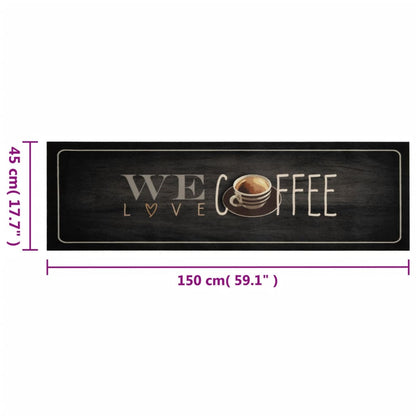 Tappeto da Cucina Lavabile Testo Caffè 45x150 cm in Velluto | homemem39