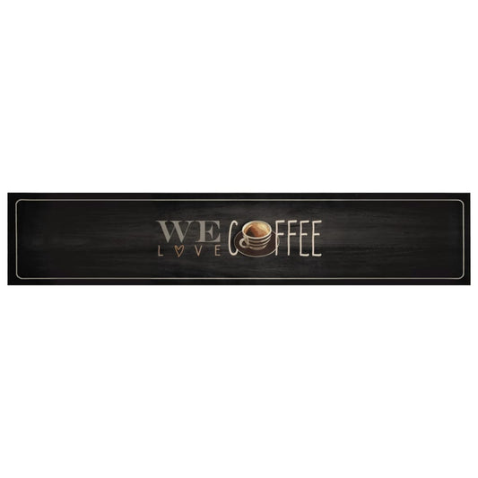 Tappeto da Cucina Lavabile Testo Caffè 60x300 cm in Velluto | homemem39