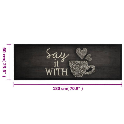 Tappeto da Cucina Lavabile Nero Tazza 60x180 cm in Velluto | homemem39