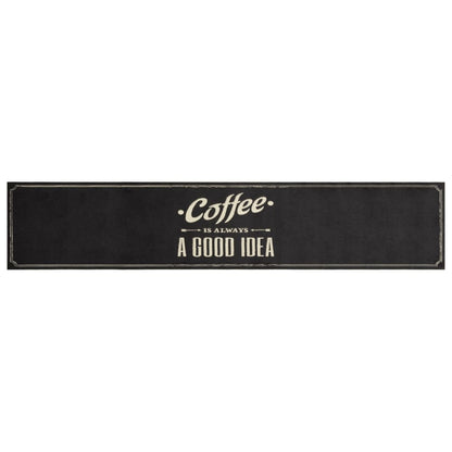 Tappeto da Cucina Lavabile Testo Caffè 60x300 cm in Velluto