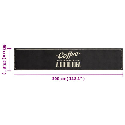 Tappeto da Cucina Lavabile Testo Caffè 60x300 cm in Velluto | homemem39