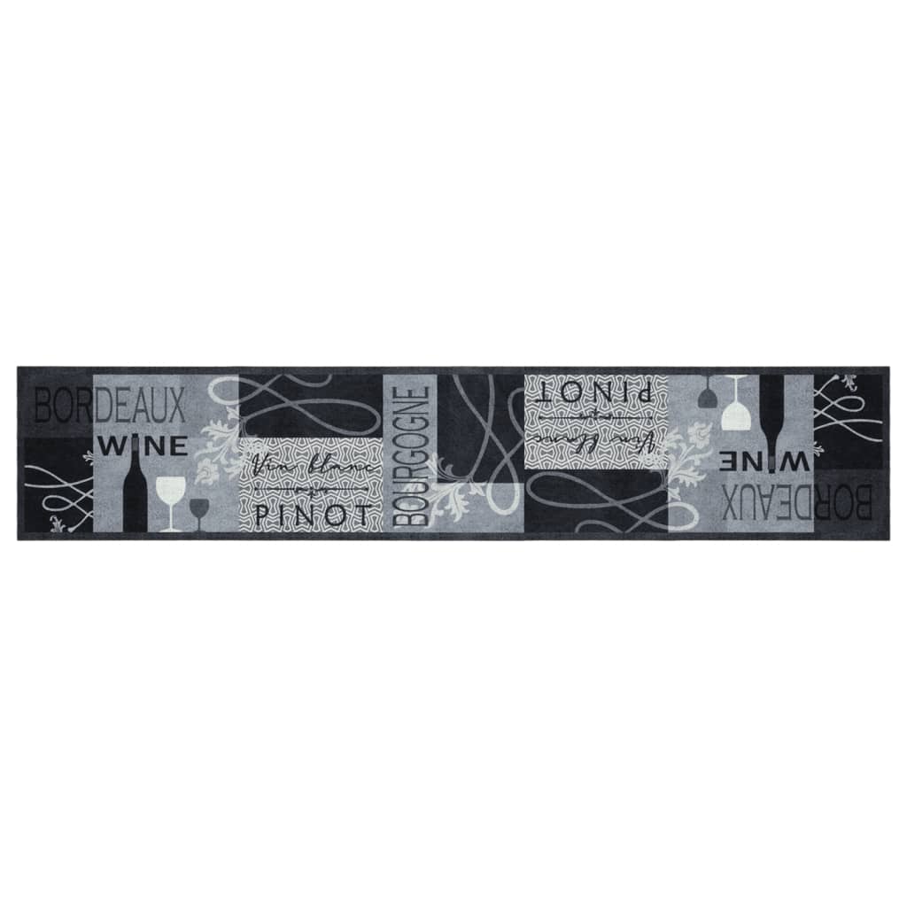 Tappeto da Cucina Lavabile Grigio Vino 60x300 cm in Velluto - homemem39